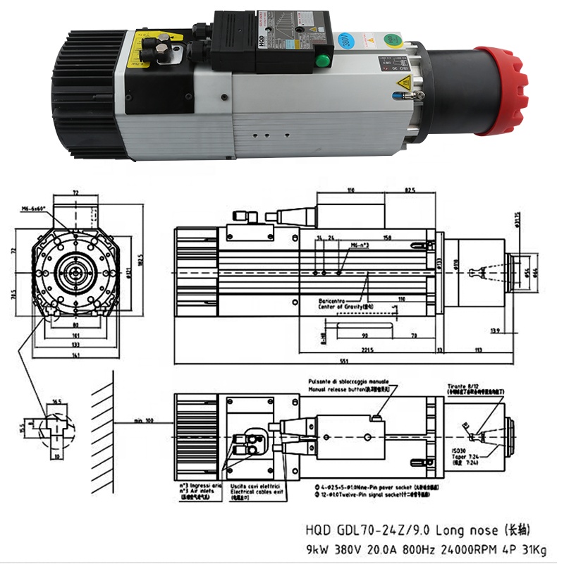 Suppliers HQD 9kw 220v 380v Lo - đánh giá và giá Spindle Motor