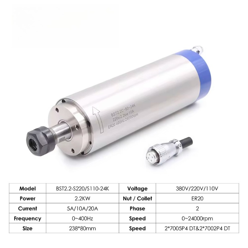 2.2KW ER20 Water Cooled Spindl - đánh giá và giá Spindle Motor